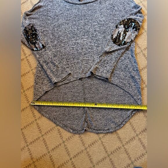 Yetts Los Angeles gray tunic with sequin elbow patches S - Picture 10 of 15